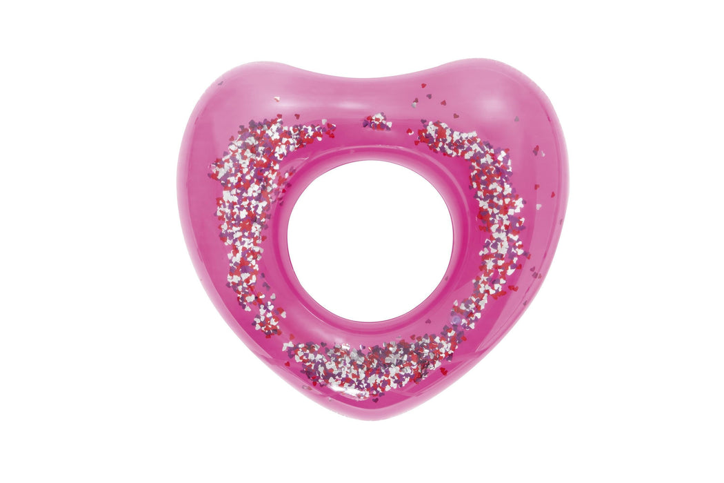 Anillo de baño inflable, rosa con brillo