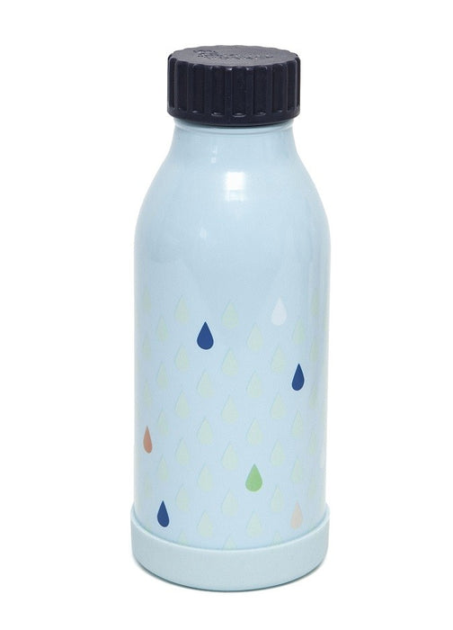 Botella de bebida de acero inoxidable gotas azul