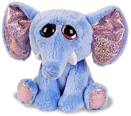 Juguete de felpa elefante, brillo azul y rosa