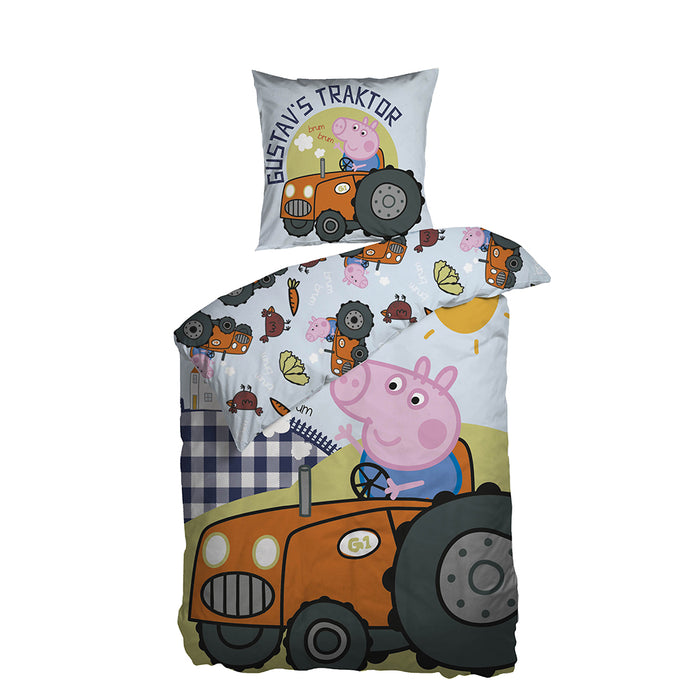 Ropa de cama, cerdo de peppa con tractor