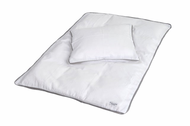 Ropa de cama para bebés - blanco con borde gris