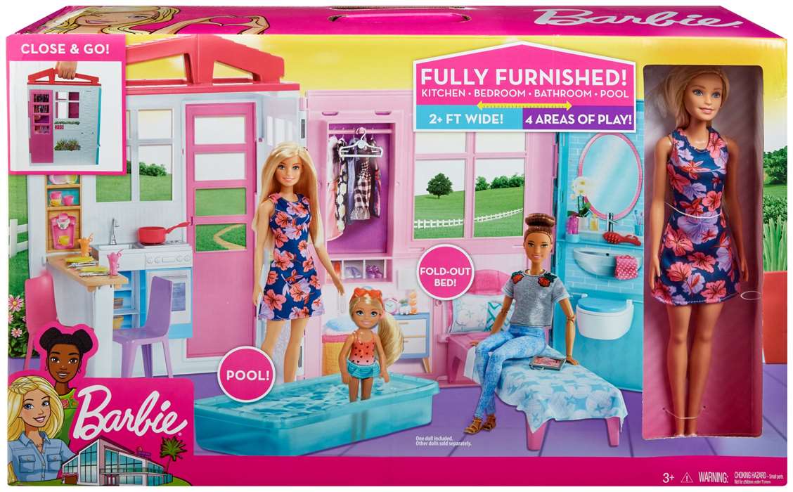 Barbie Dollhouse con muñecas y muebles