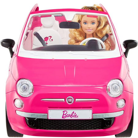 Barbie Fiat 500 con muñeca - rosa