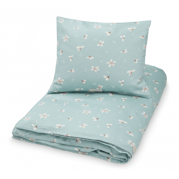 Ropa de cama para bebés, flores de viento azul