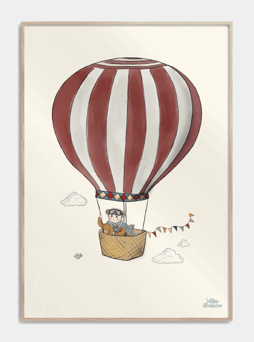 Hermoso póster de niños con globo, m (50x70, b2)