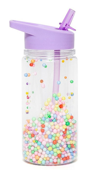 Bottle de bebidas con paja, pops lila - 300 ml.