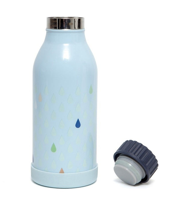 Botella de bebida de acero inoxidable gotas azul