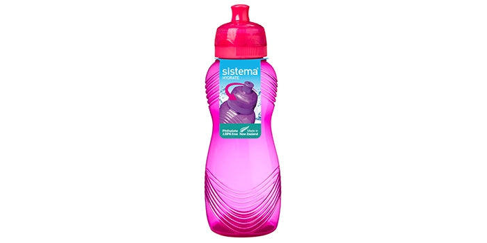 Botella bebida con patrón de onda - rosa (600 ml)