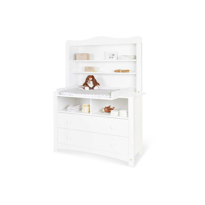 Mesa cambiando Extra de ancho con Top Bookcase, Florentina - White