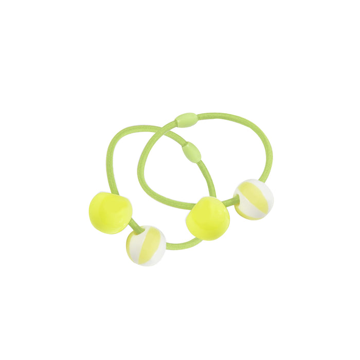 Elásticos del cabello con perlas, 2 pcs. - amarillo verde