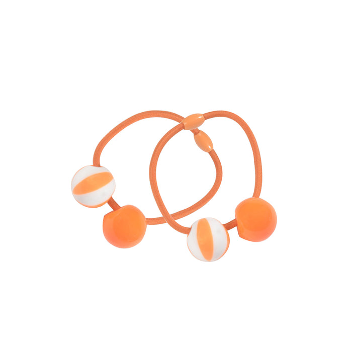 Elásticos del cabello con perlas, 2 pcs. - naranja