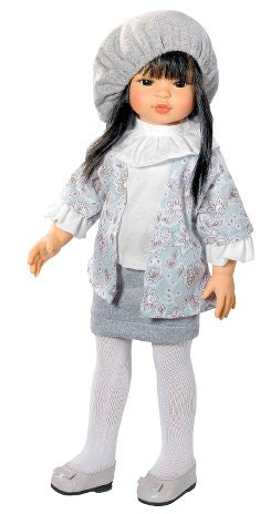 Muñeca Kaori, 40 cm (Falda Gris Chaqueton Flores)