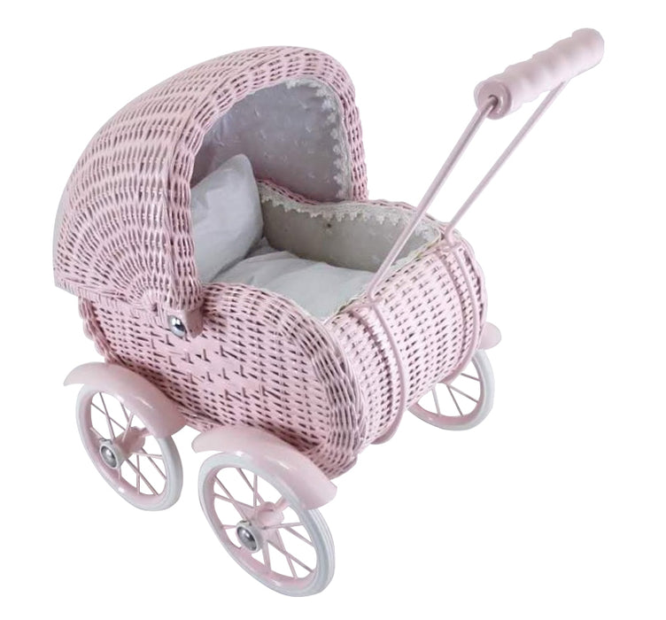 Carriae de muñeca pequeña, mimbre - Pink polvoriento