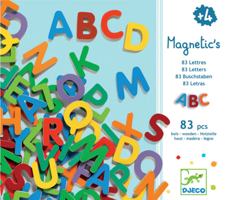 Magnets de madera - letras (83 piezas)