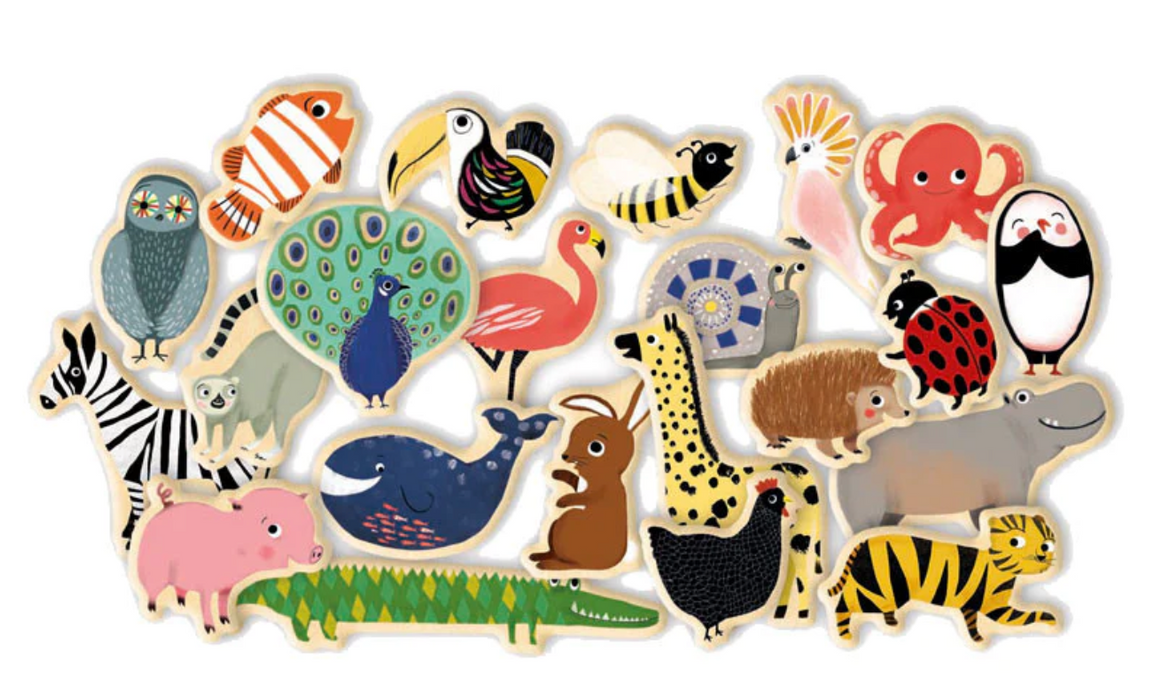 Magnets de madera: animales (36 pcs).