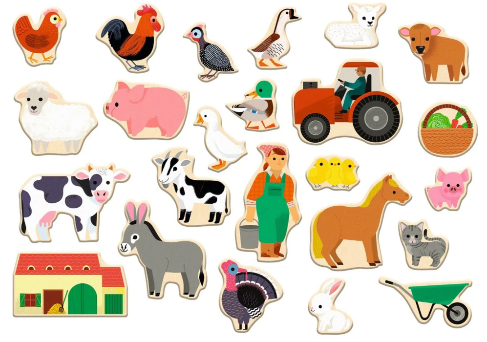 Magnets de madera - Mezcla agrícola (24 PC).