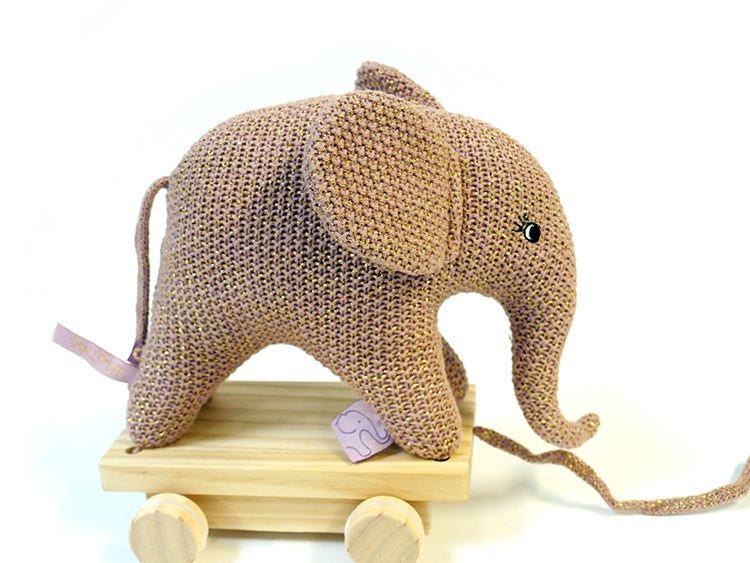 Push-along-elefante, rosa/dorado