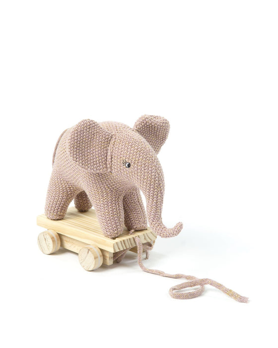 Push-along-elefante, rosa/dorado