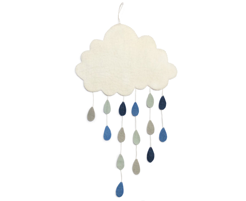 Móvil, nube con gotas, azul