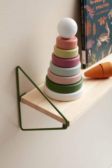 Estante de pared, metal y madera - verde